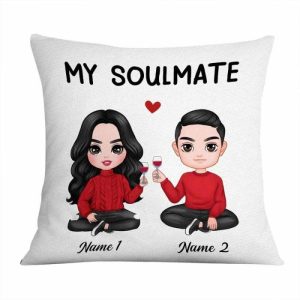 Pillows |   "My Soulmate" Personalized Couple Pillow Home & Living Pillows