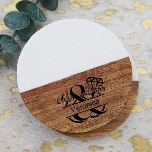 Kitchen |   Personalized Round Coaster With Diamond Decoration Stylish Marble Splicing Great Gift For Lover Home & Living Kitchen