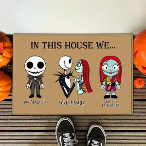 Blankets |   Personalized Doormat In This House Nightmare Cartoon Design Cool Halloween Gift For Family Blankets Blankets