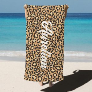 Blankets |   Personalized Name Bath Towel With Leopard Pattern For Husband Blankets Blankets