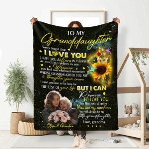 Blankets |   Personalized Picture Blanket Colorful Flowers Pattern Precious Gift For Granddaughter Blankets Blankets