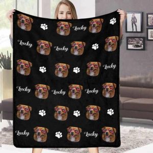 Blankets |   Custom Dog Blankets Personalized Pet Blankets Face Photo Blanket With Name Blankets Blankets