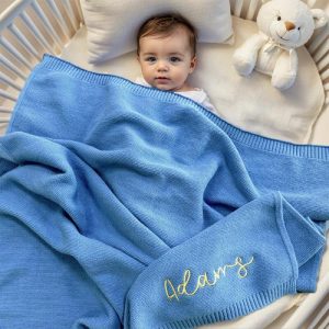 Blankets |   Personalized Baby Knitted Blanket With Embroidered Name Funny Gift For Kids Blankets beige1