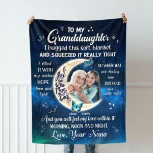 Blankets |   Personalized Picture Blanket With Nice Moon Pattern Exquisite Present For Granddaughter Blankets Blankets