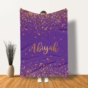 Blankets |   Sparkling Gold Glitter Personalized Blanket With Name Blankets Blankets