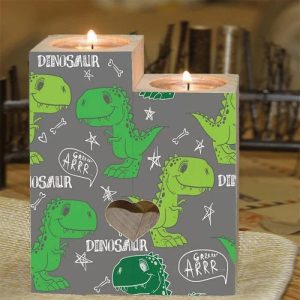 Ornaments |   Cute Dinosaur Wooden Candle Holder Gift For Kid Home & Living Ornaments