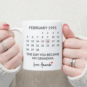 Ornaments |   Personalized Name And Date Mug Commemorative Gift "The Day You Became My Grandma" Home & Living Ornaments