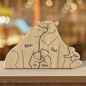 Ornaments |   Personalized Warm Bear Family Wooden Puzzle Christmas Gift Home & Living Ornaments