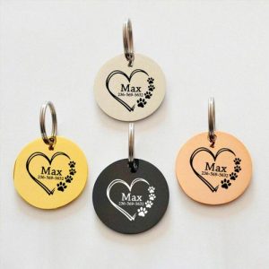 Ornaments |   Personalized Pet Collar Tag With Paw Print To Add Name And Phone Number Home & Living blackgoldplatedsilver