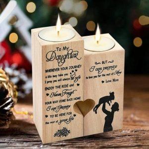 Ornaments |   "To My Daughter Personalised Candle Holder Anniversary Craft Candlestick "Gift For Birthday And Christmas Home & Living burlywood